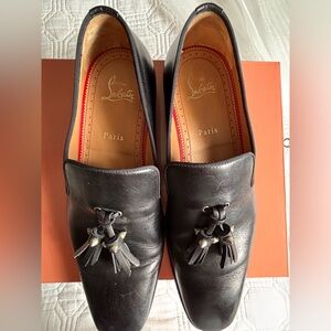 Christian Louboutin Black Leather Tassel Loafers